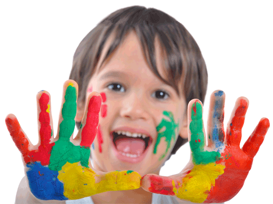 Boy With Paint On Hands